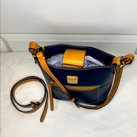 Dooney & Bourke Wexford Leather Ridley Satchel Midnight Blue with Gold Hardware - Picture 2 of 13